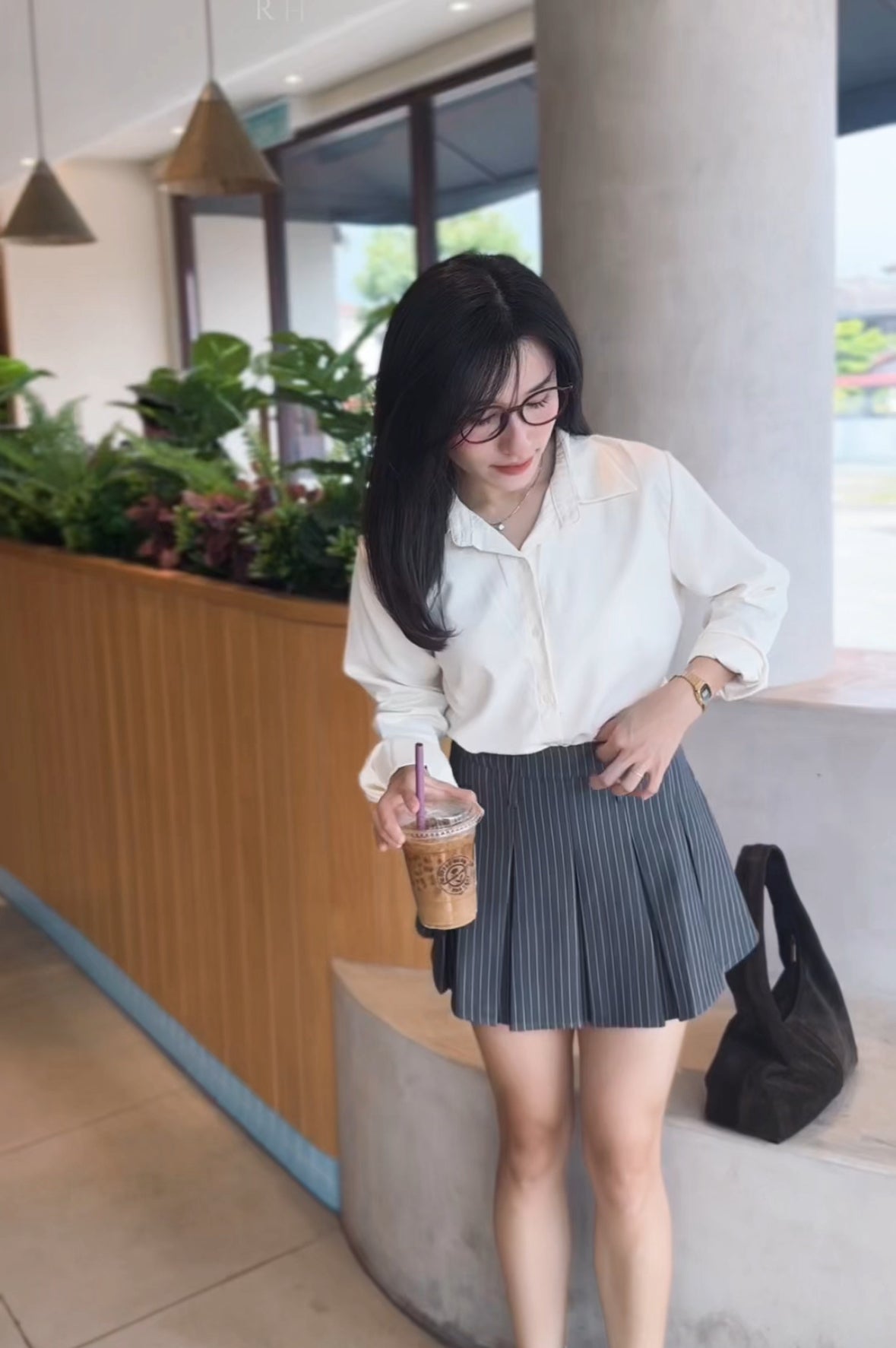 Leo Pinstripe Pleated Mini Skirt - LovelyMadness Clothing Malaysia
