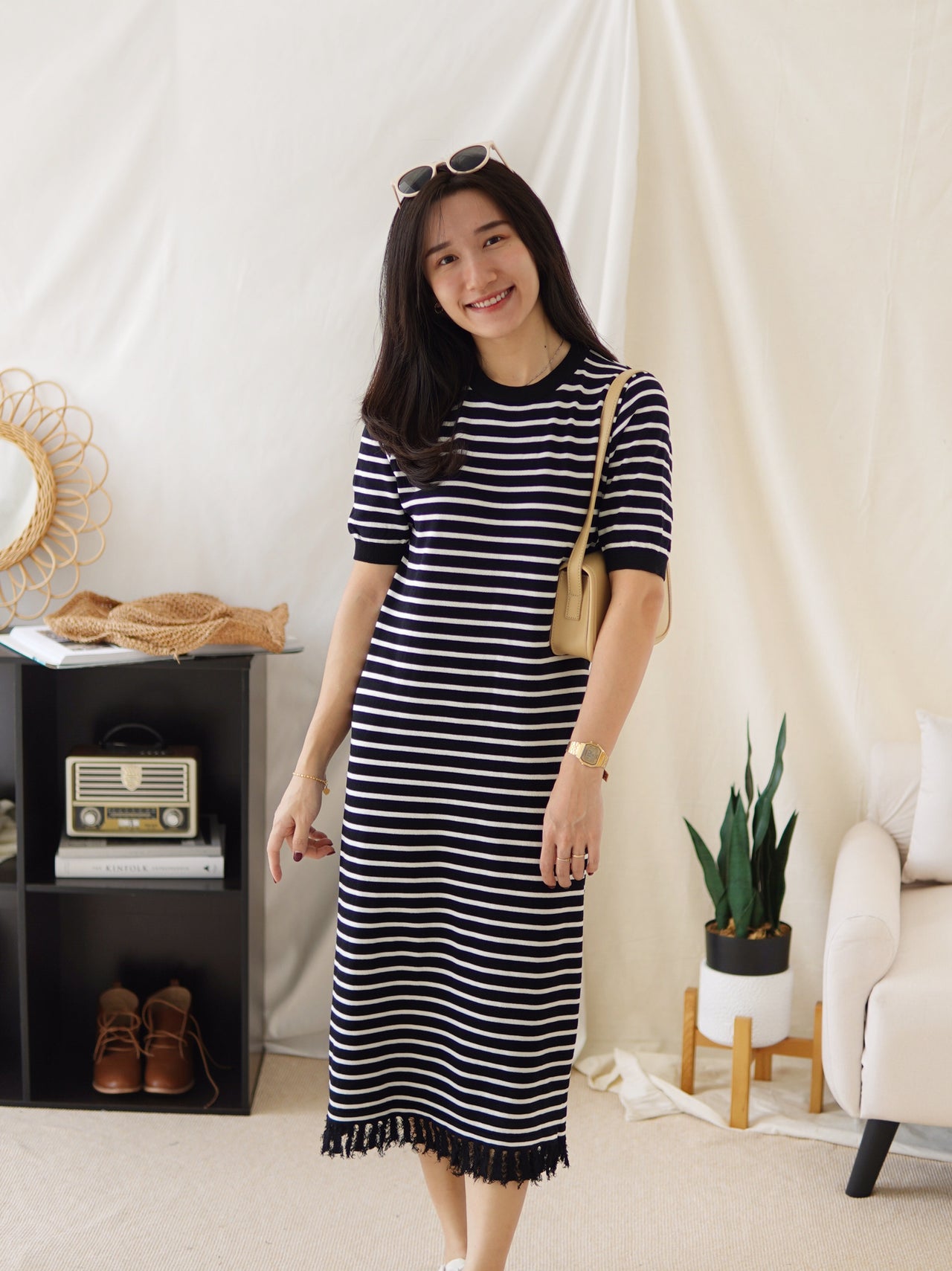 MARCHE STRIPE KNIT FRAY DRESS