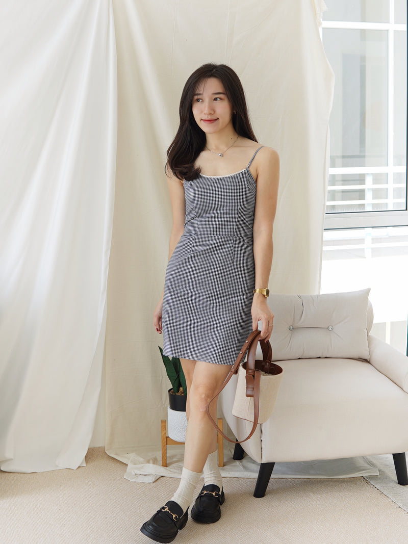 Checkered Strap Mini Dress