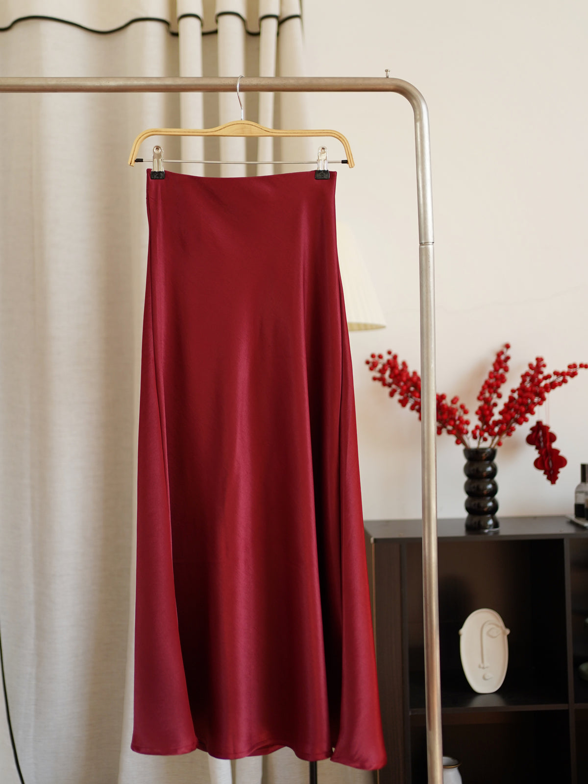 Maroon Satin Skirt