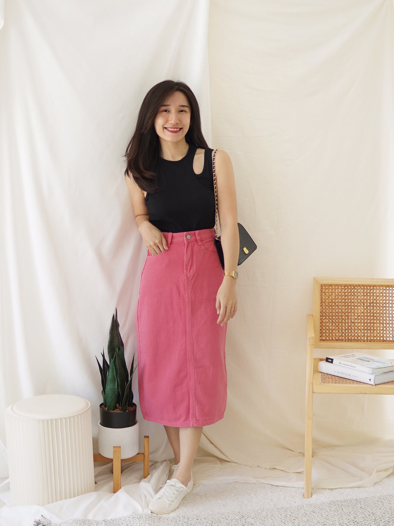 Creole Denim A-line Midi Skirt