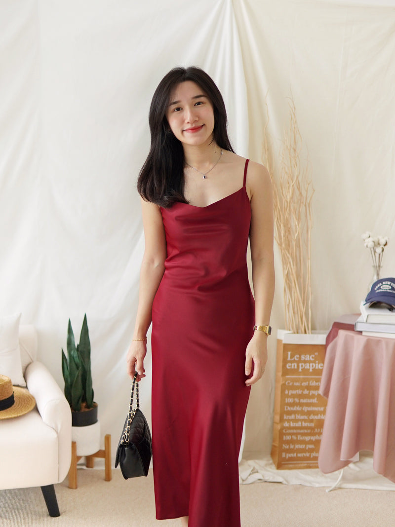 HARPER SATIN COWL DRESS