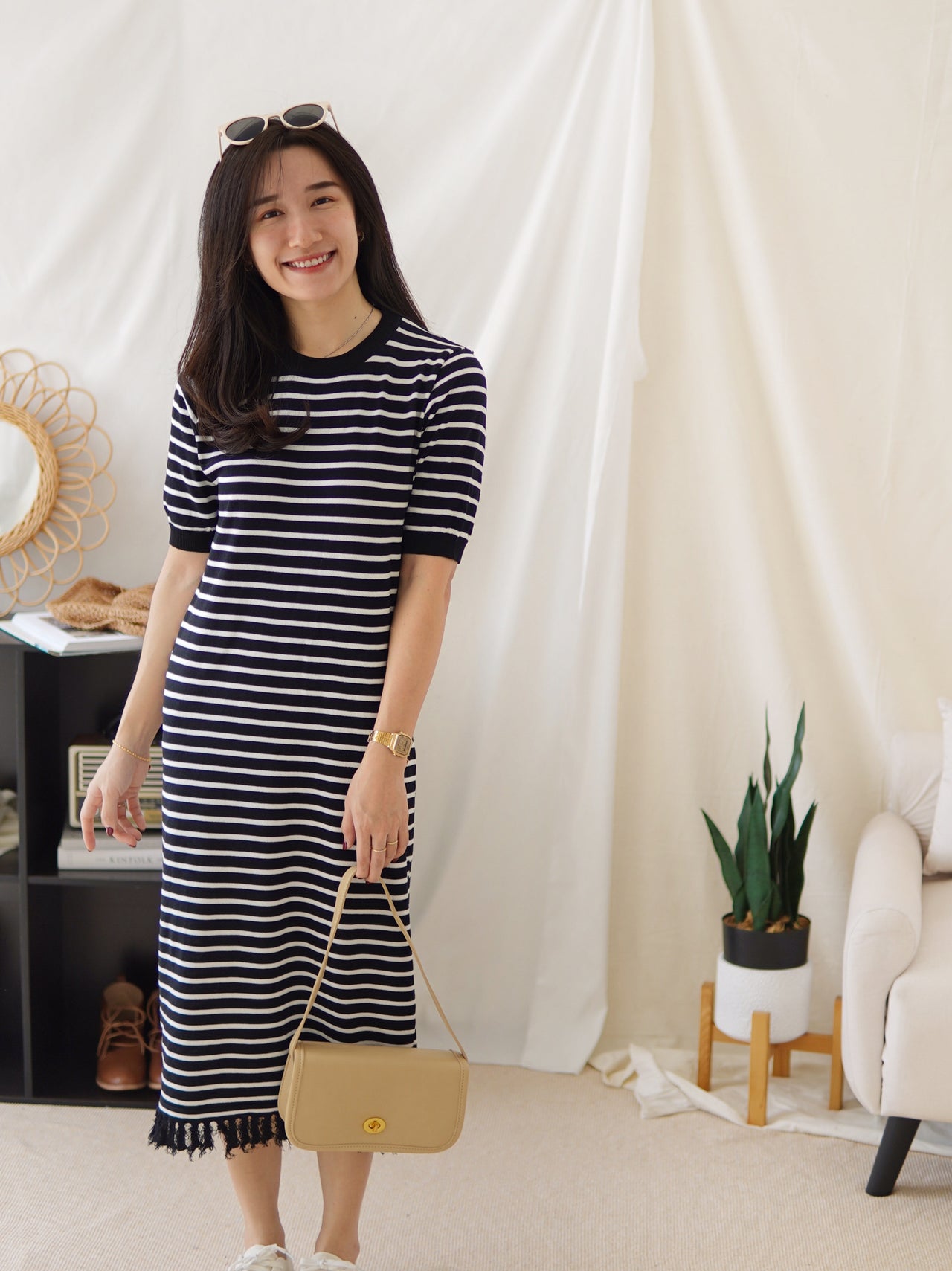 MARCHE STRIPE KNIT FRAY DRESS