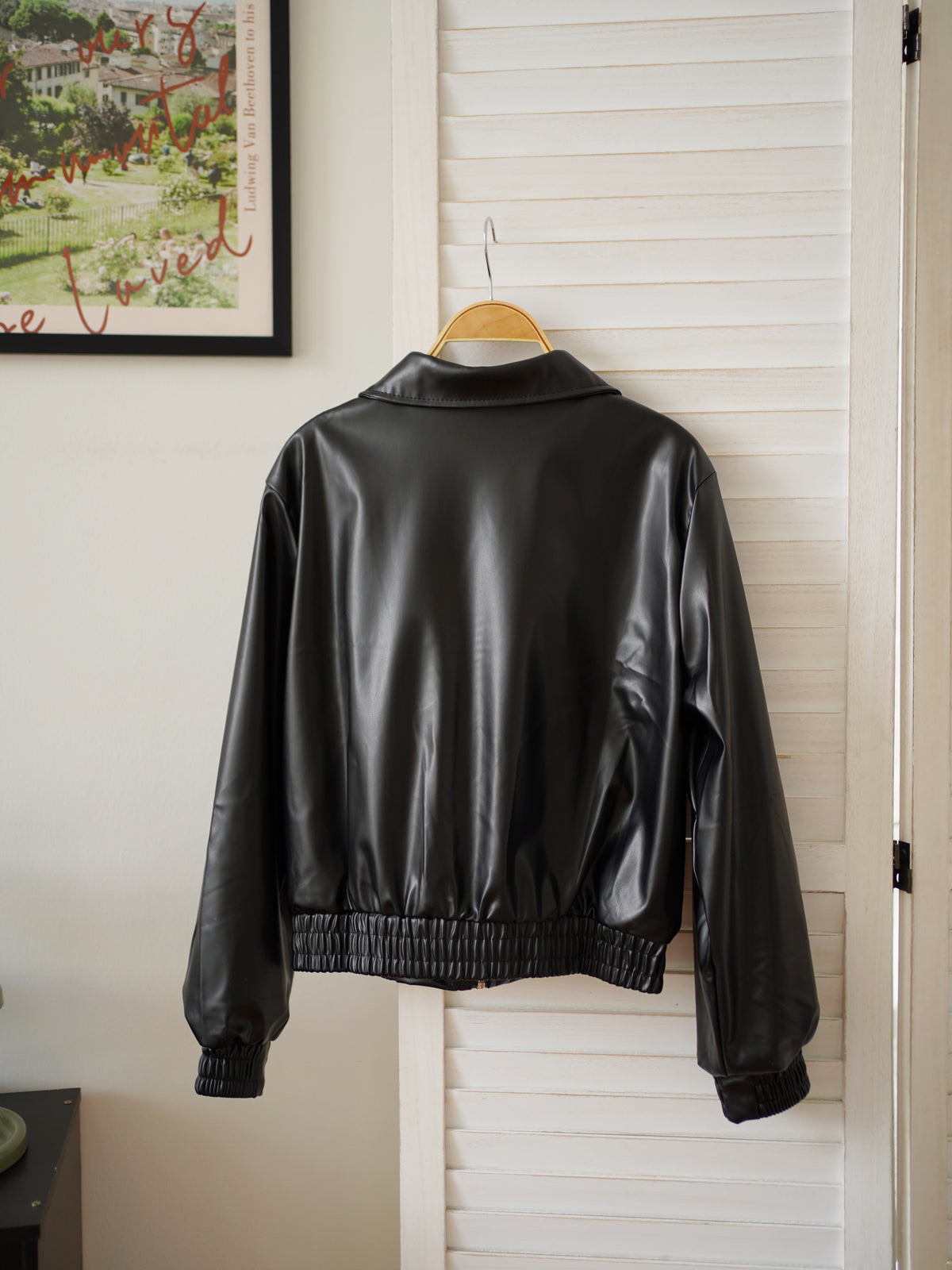 Black Faux Leather Jacket - LovelyMadness Clothing Malaysia