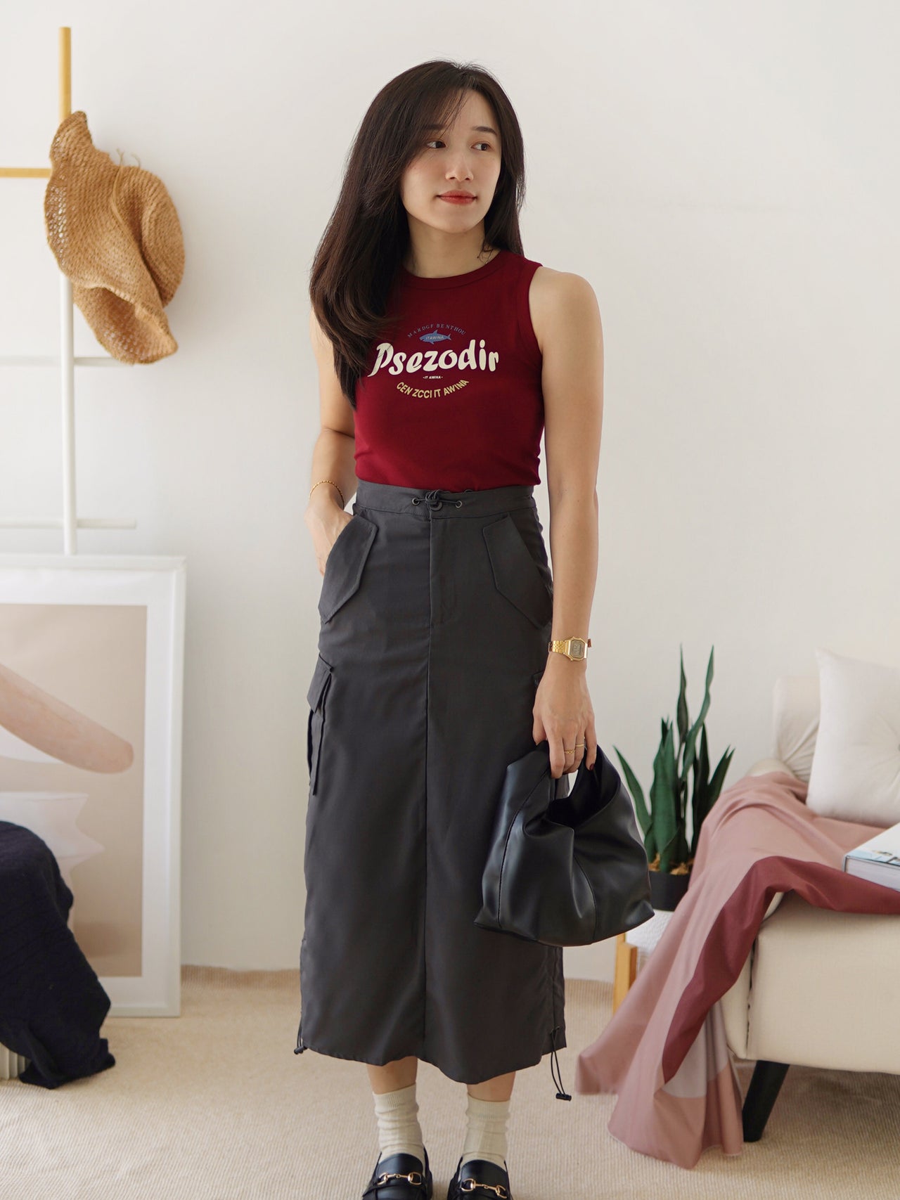 MAROON HALTER TANK