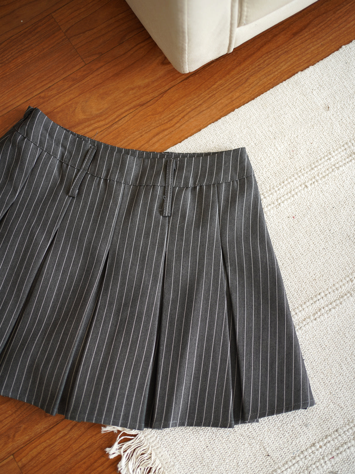 Leo Pinstripe Pleated Mini Skirt - LovelyMadness Clothing Malaysia