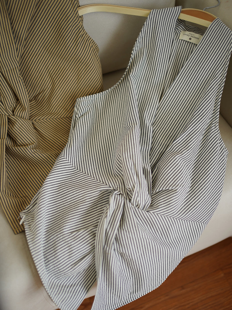 Stripe Halter Knot Top