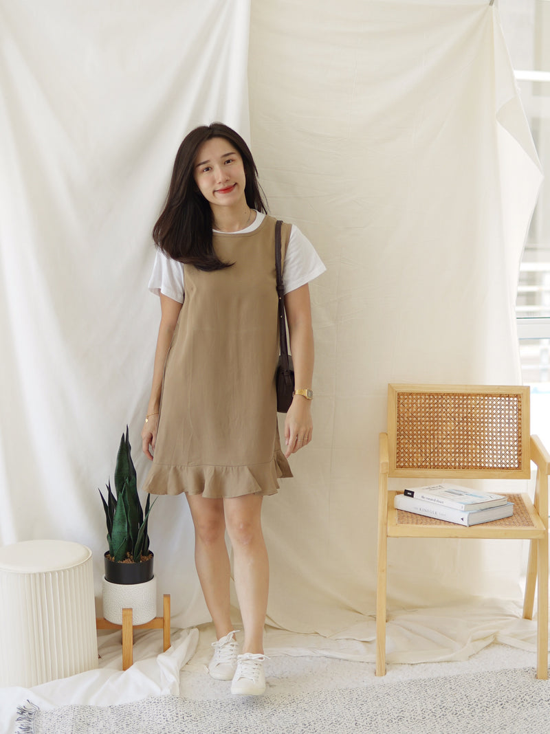 MARITA TRUFFLE ALINED DRESS (Including White Tee)