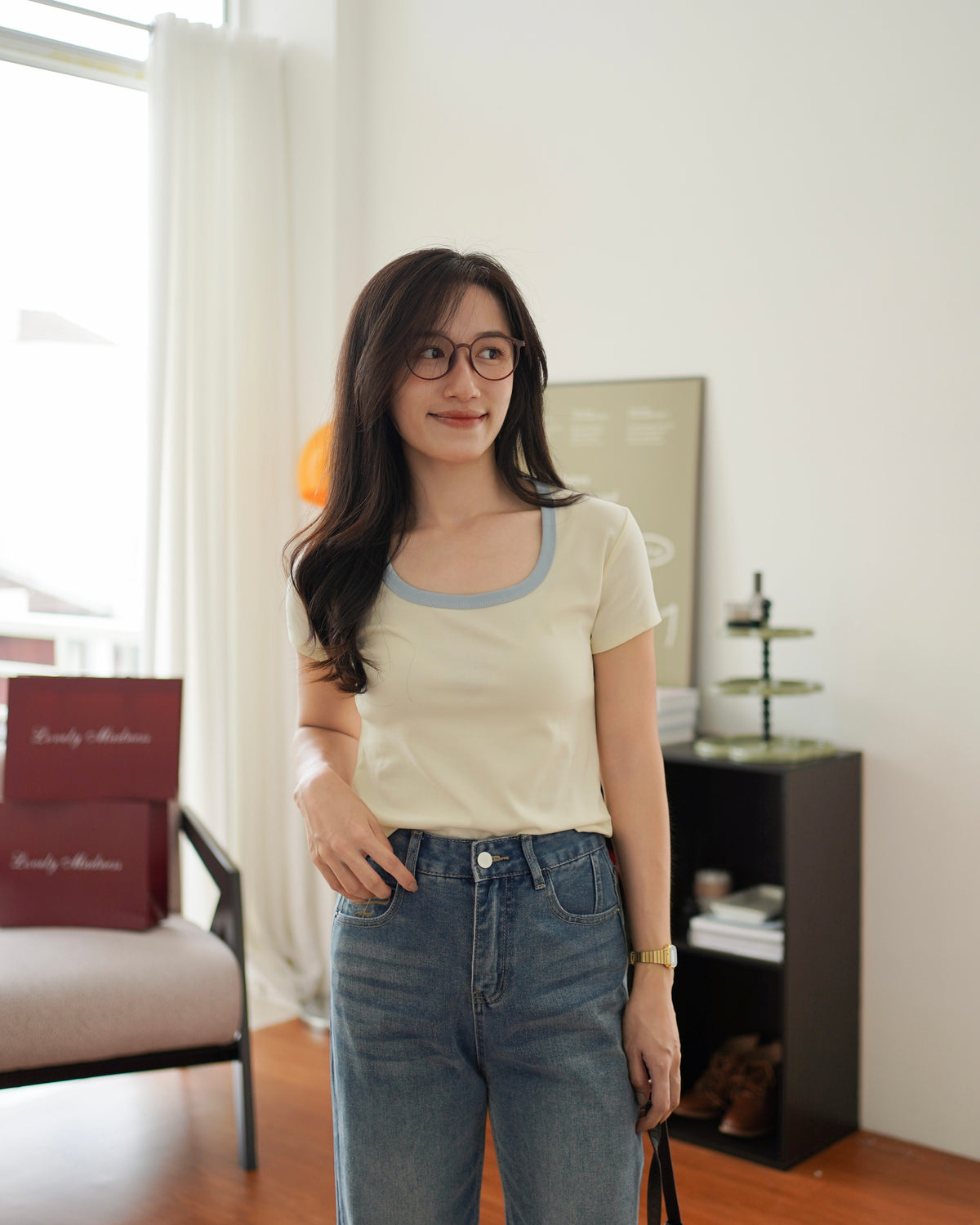 Fiona Contrast Square Tee