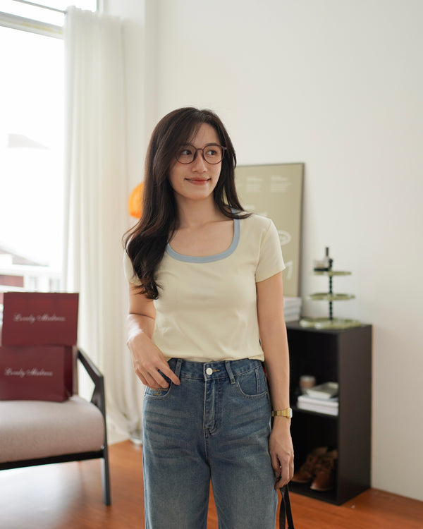 Fiona Contrast Square Tee - LovelyMadness Clothing Malaysia