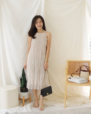 BRIANNA SMOCKED HALTER DRESS