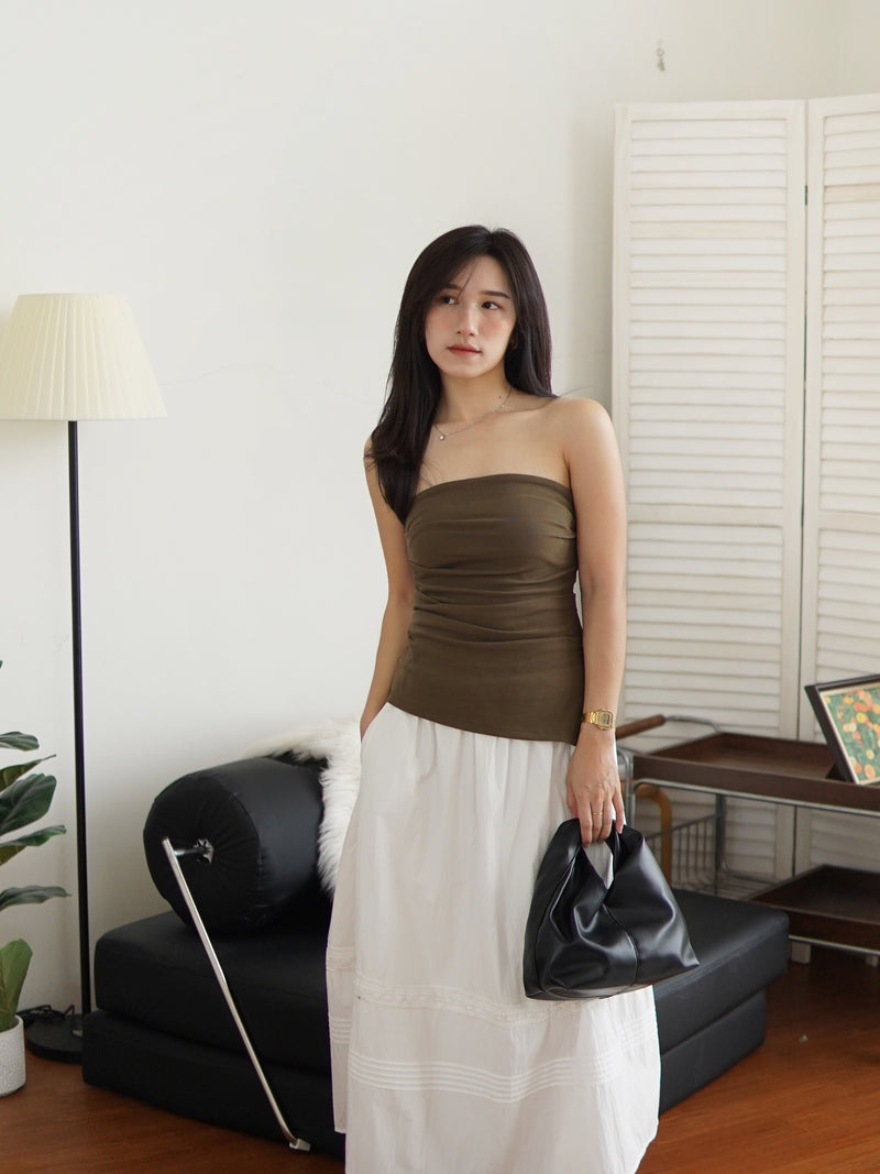 Valrie Pleat Ruched Tube Top
