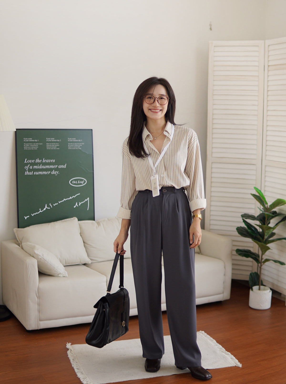 Boss in Beige Stripe Blouse