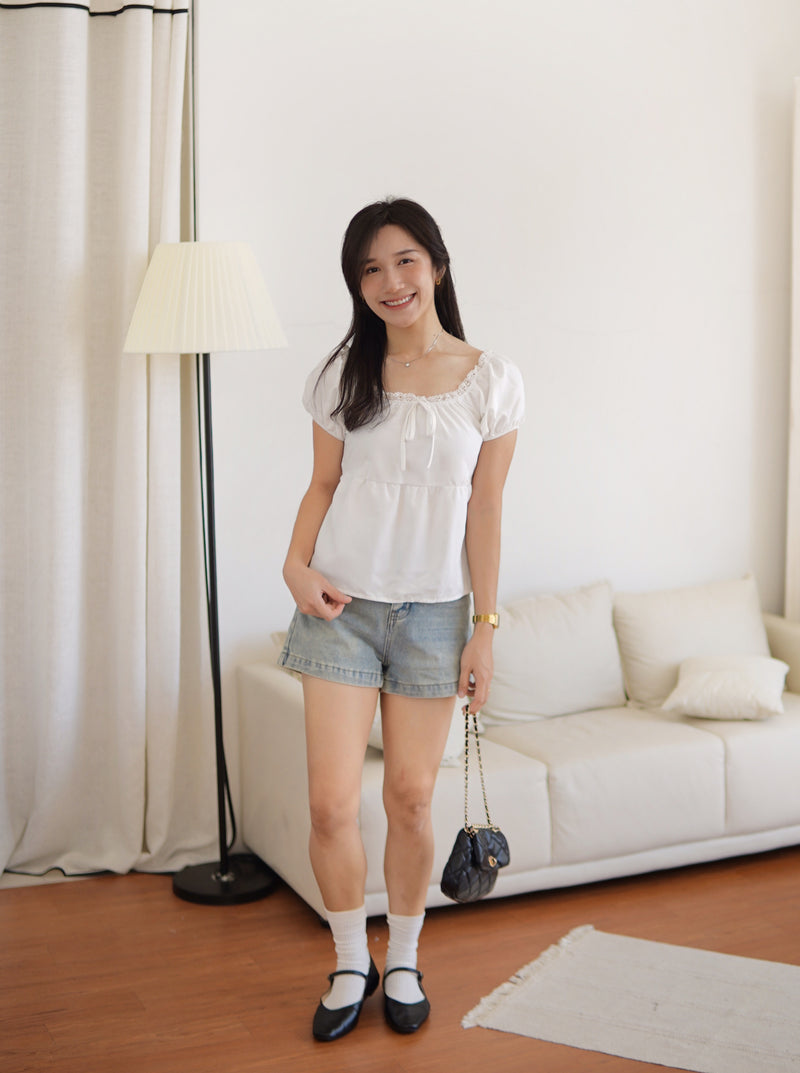 JULENE EYELET PUFF BLOUSE