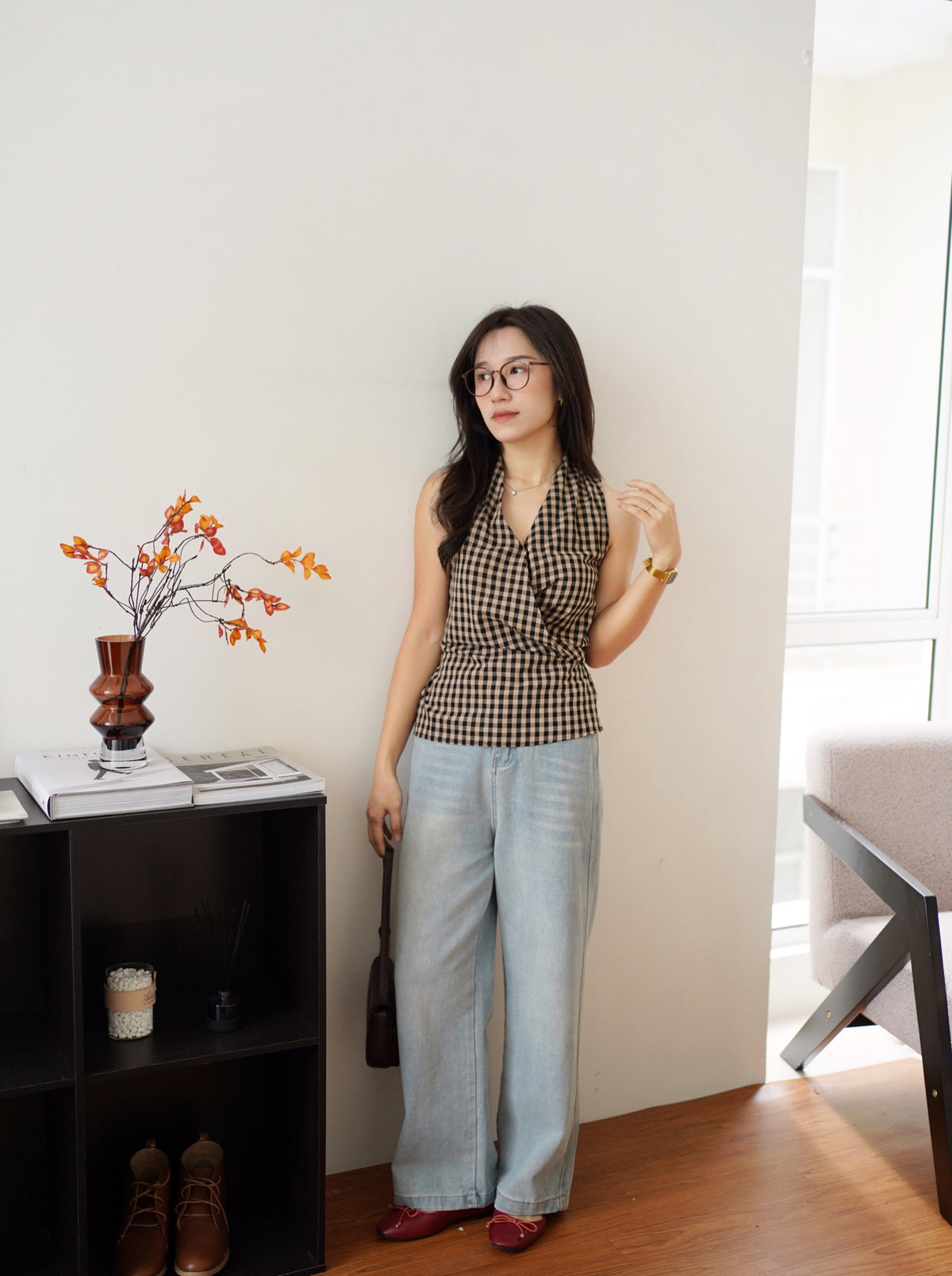 Serena Plaid Top