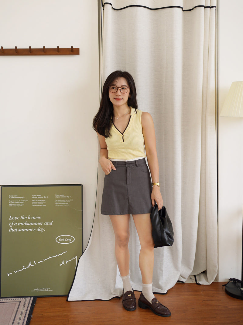 Varsity Contrast Rib Top