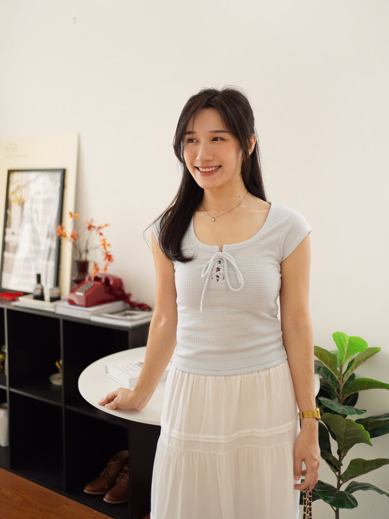 Lace Up Square Neck Top