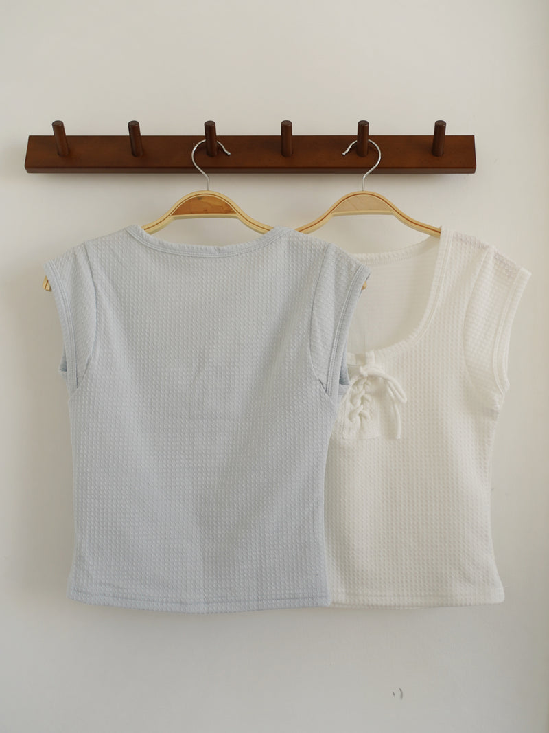 Lace Up Square Neck Top