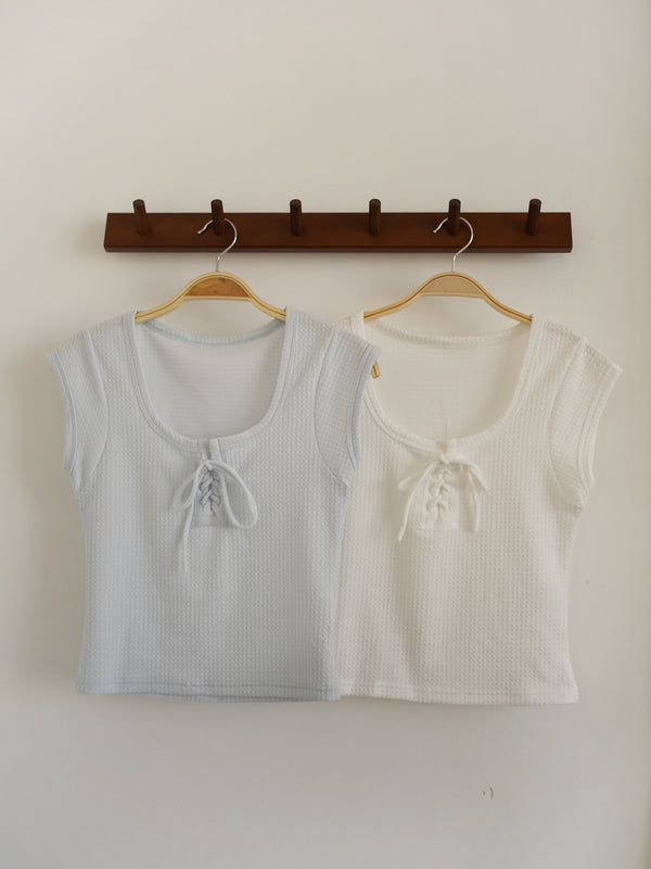 Lace Up Square Neck Top
