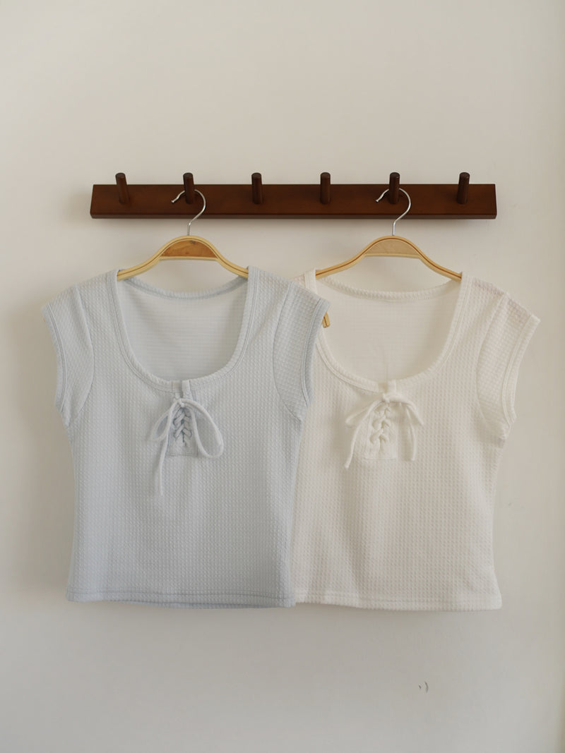 Lace Up Square Neck Top