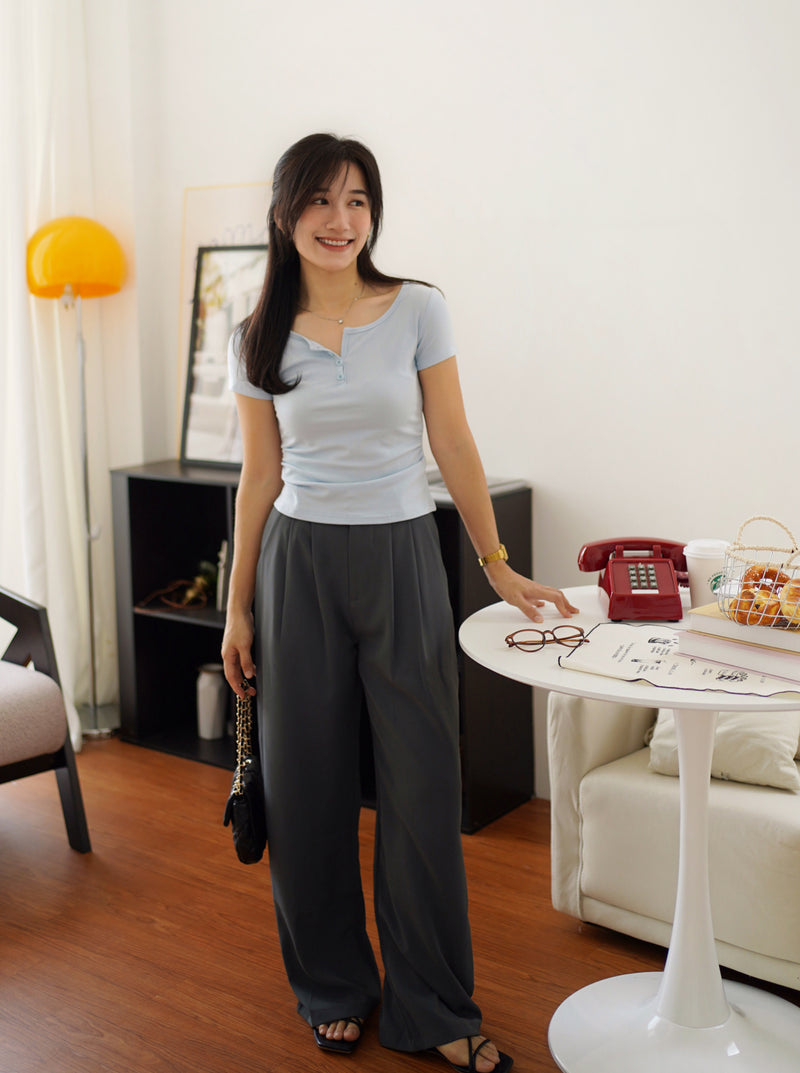 Lora Button Fitted Top