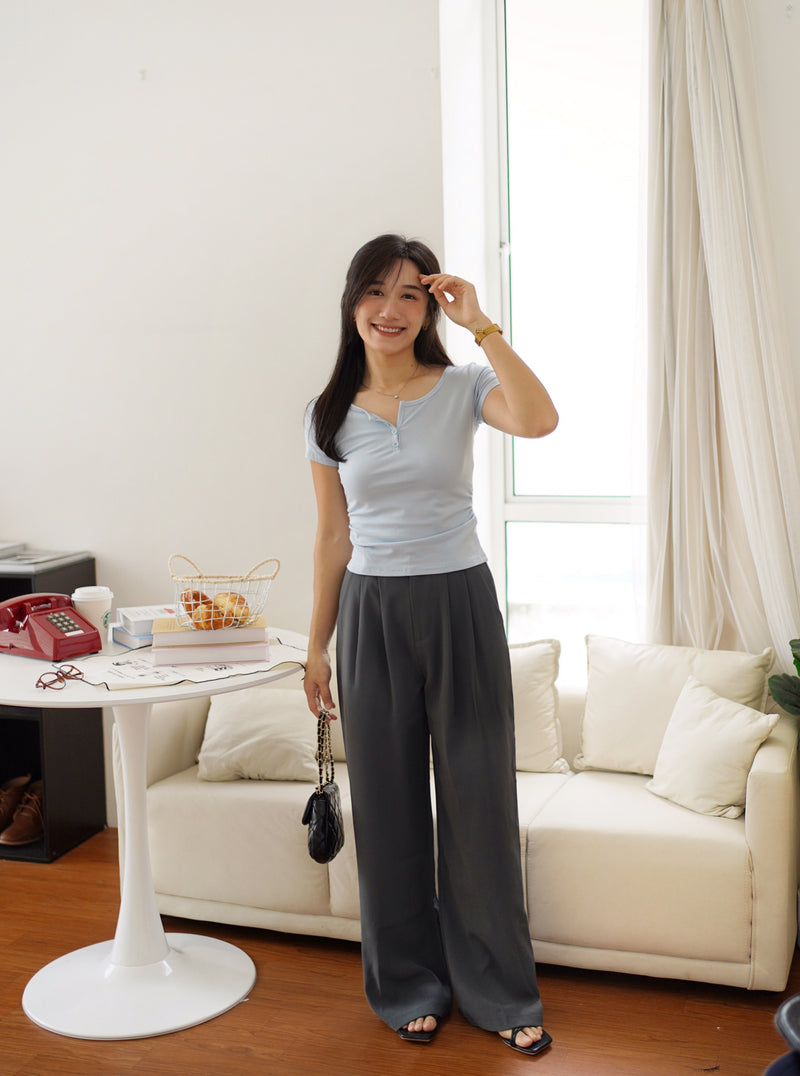 Lora Button Fitted Top