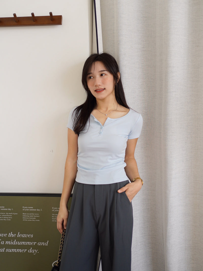 Lora Button Fitted Top