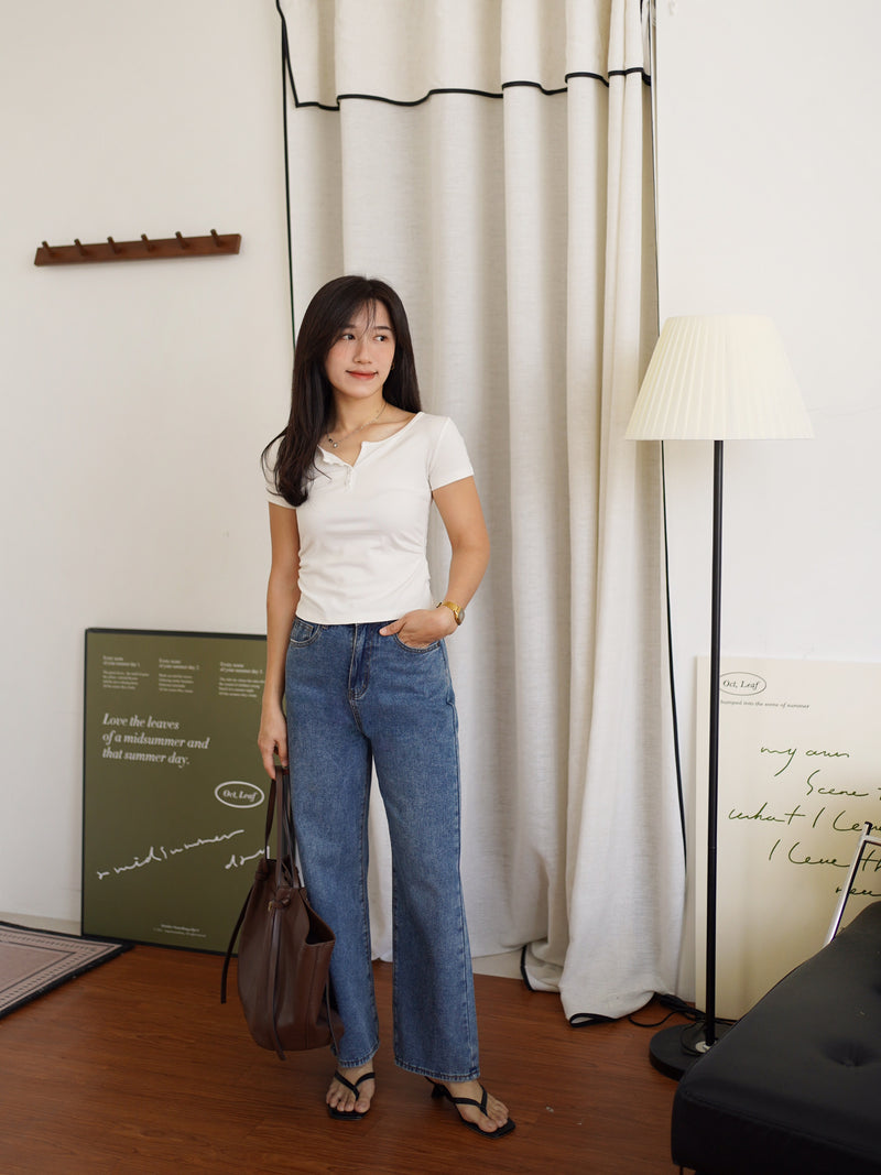 Lora Button Fitted Top