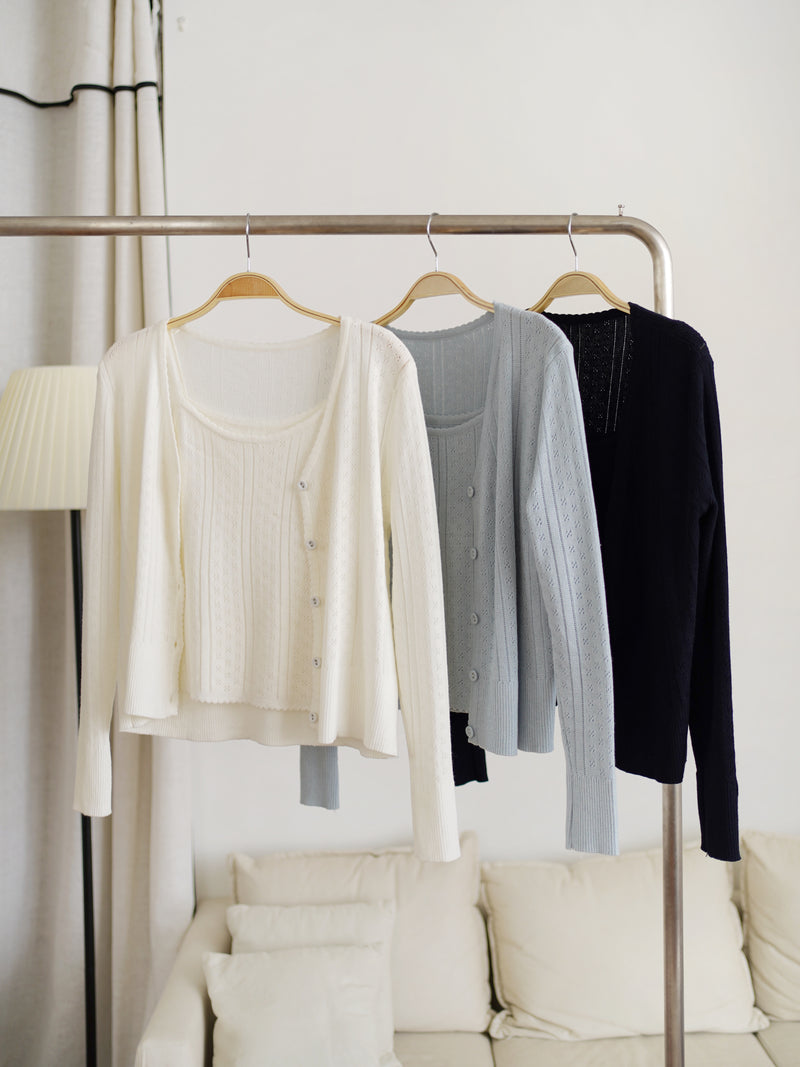 Bella Crochet Cardi Tank Set