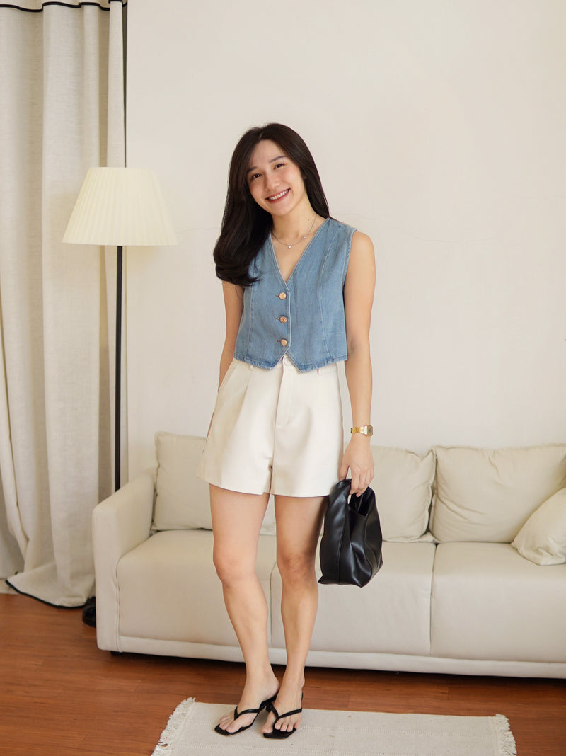 Denim Button Vest Top