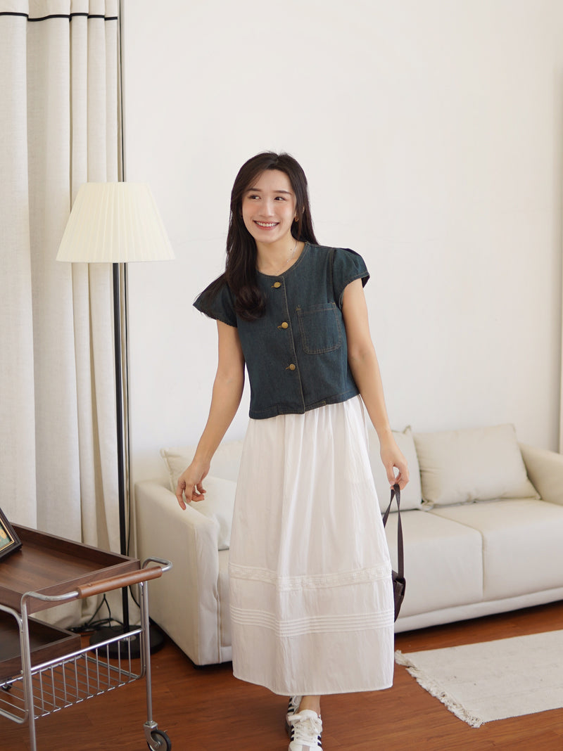 Ruffle Denim Top