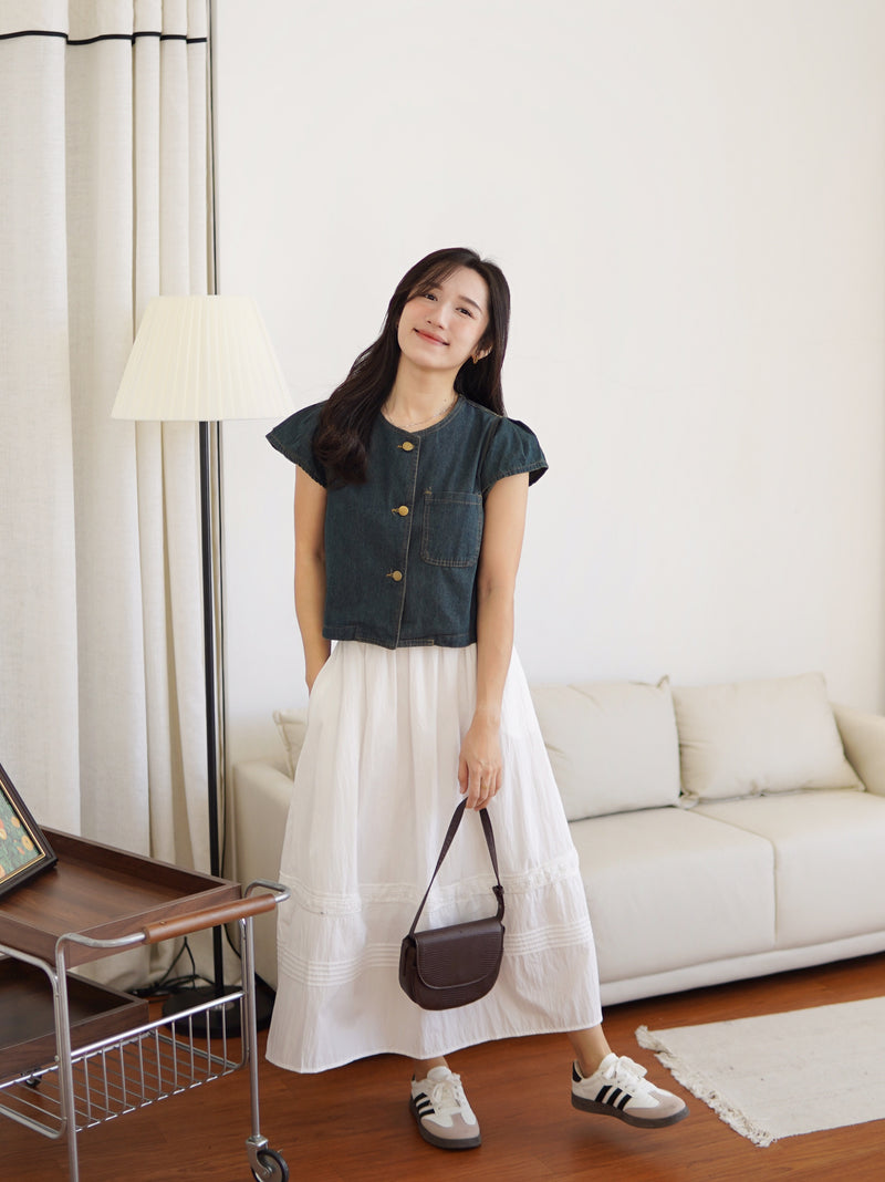 Ruffle Denim Top