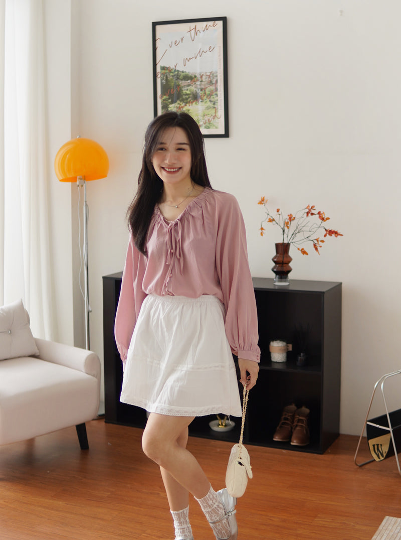Ruched Ruffle Blouse