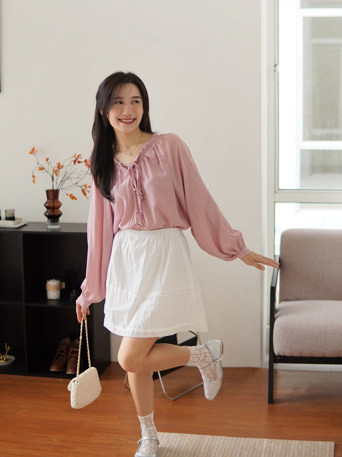 Ruched Ruffle Blouse