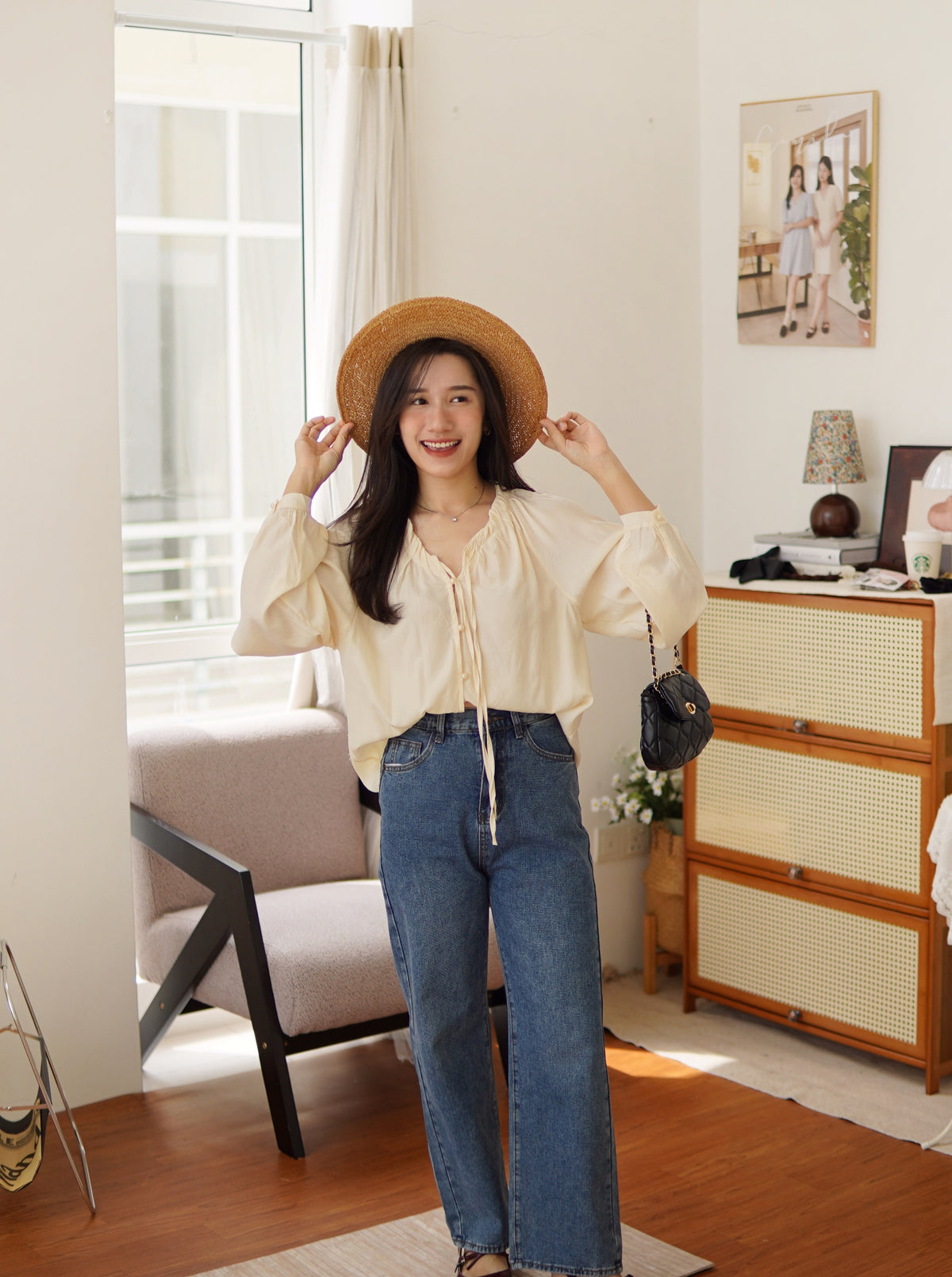 Ruched Ruffle Blouse