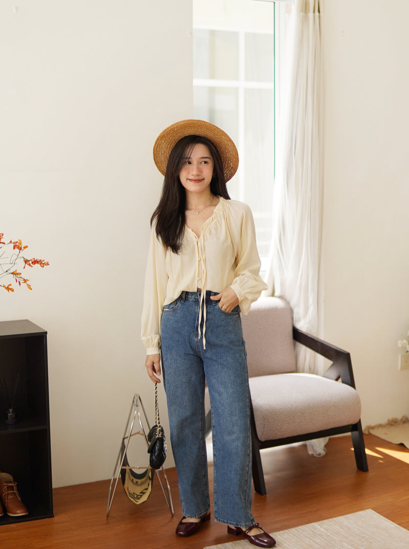 Ruched Ruffle Blouse