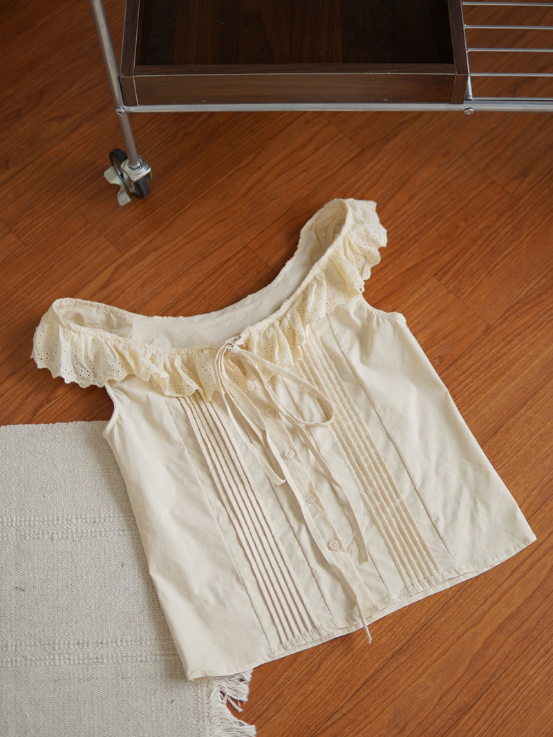 LACE Crochet Ribbon Top