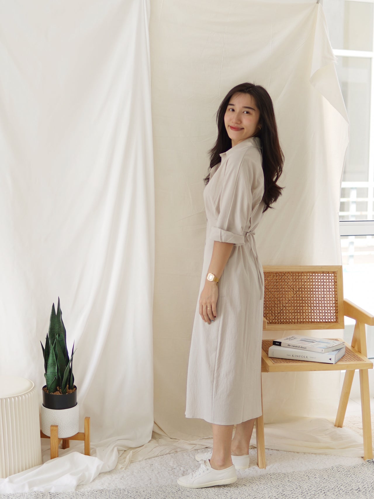 MIEKO RAMIE COLLAR DRESS