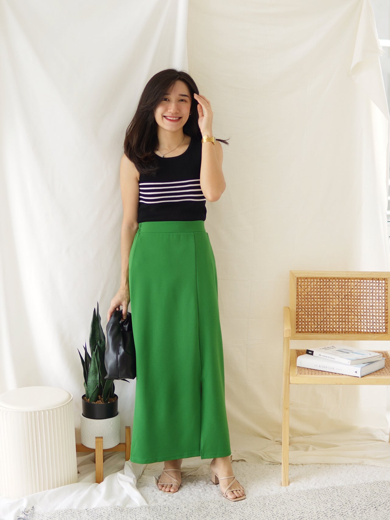 JAPAN MILY BILET SLIT MIDI SKIRT