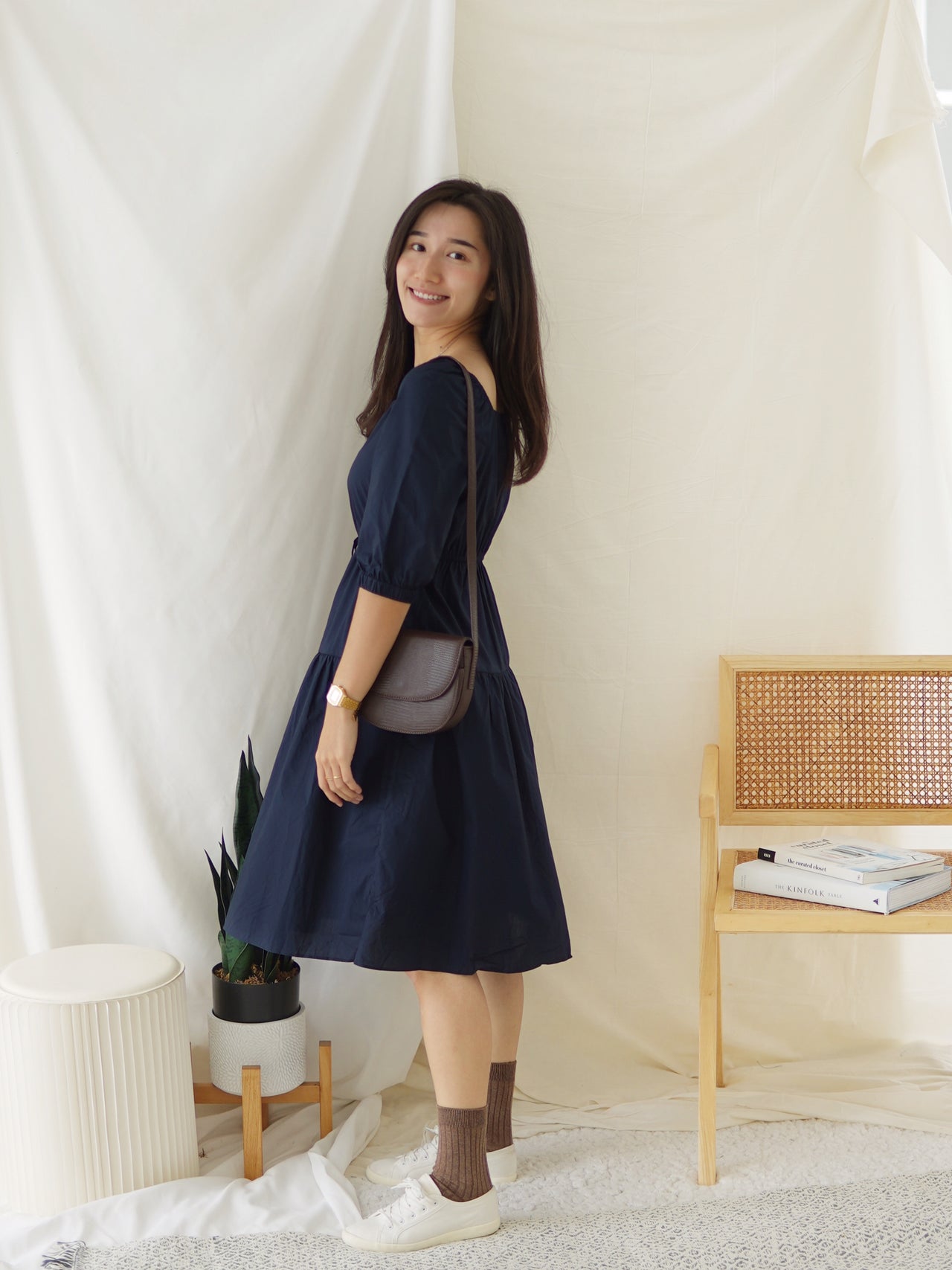 JONAH NAVY PUFFY DRESS