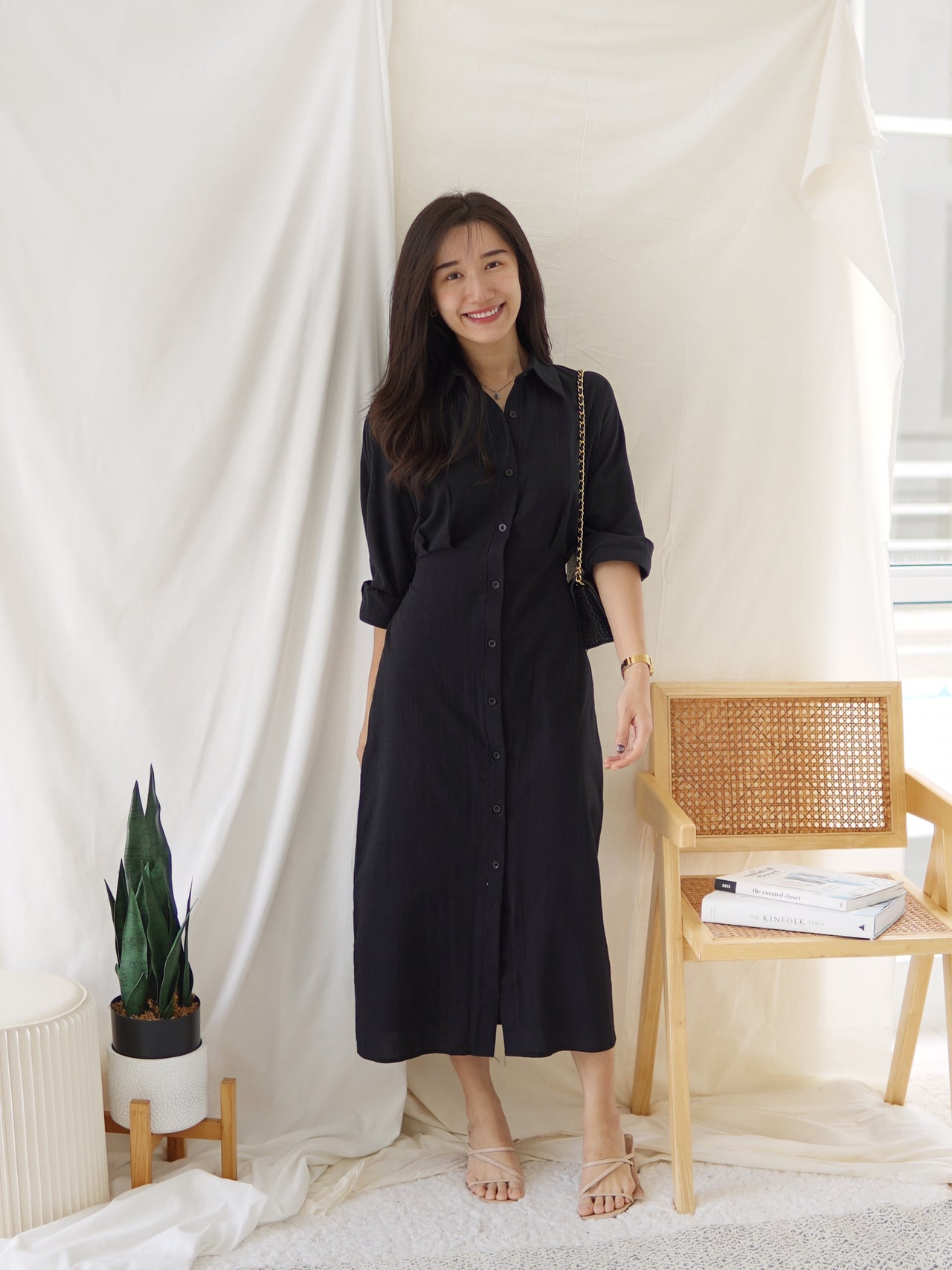 MIEKO RAMIE COLLAR DRESS