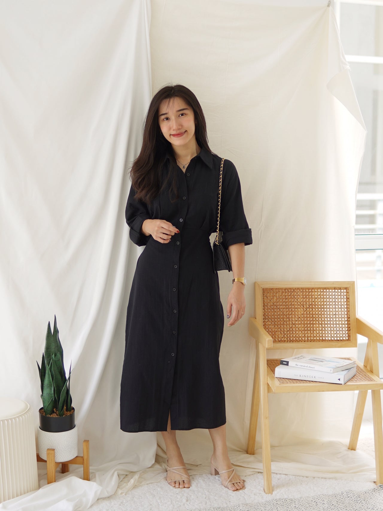 MIEKO RAMIE COLLAR DRESS