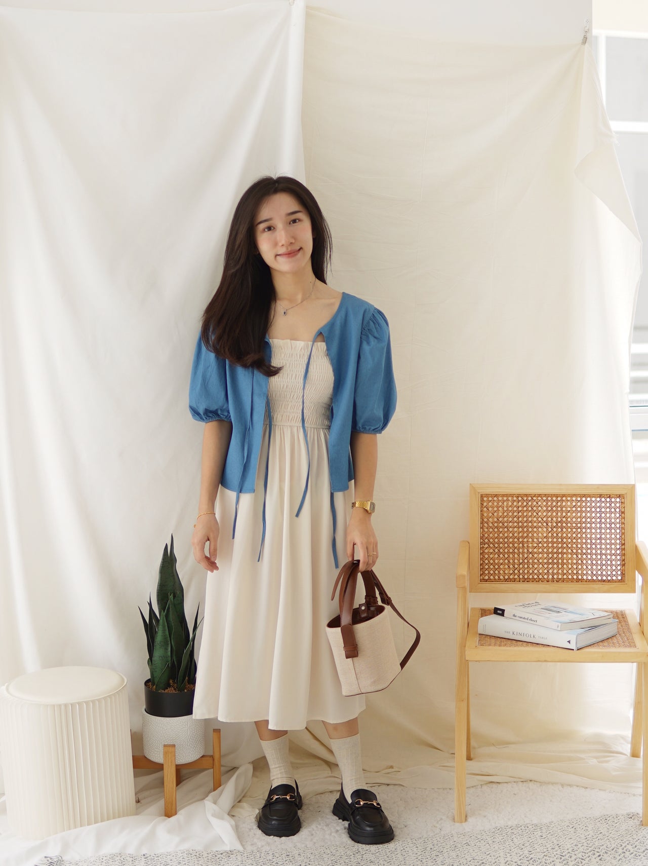 Denim Ribbon Outer Top
