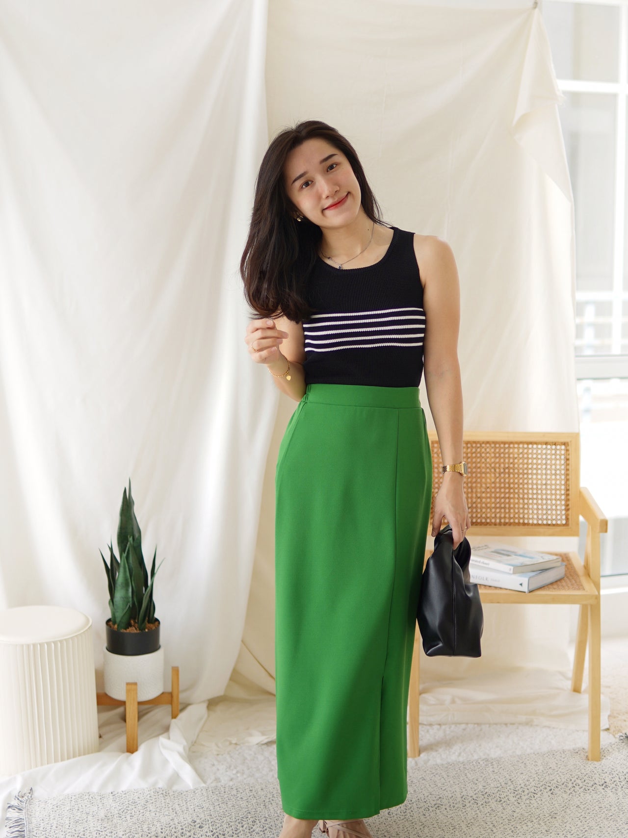 JAPAN MILY BILET SLIT MIDI SKIRT