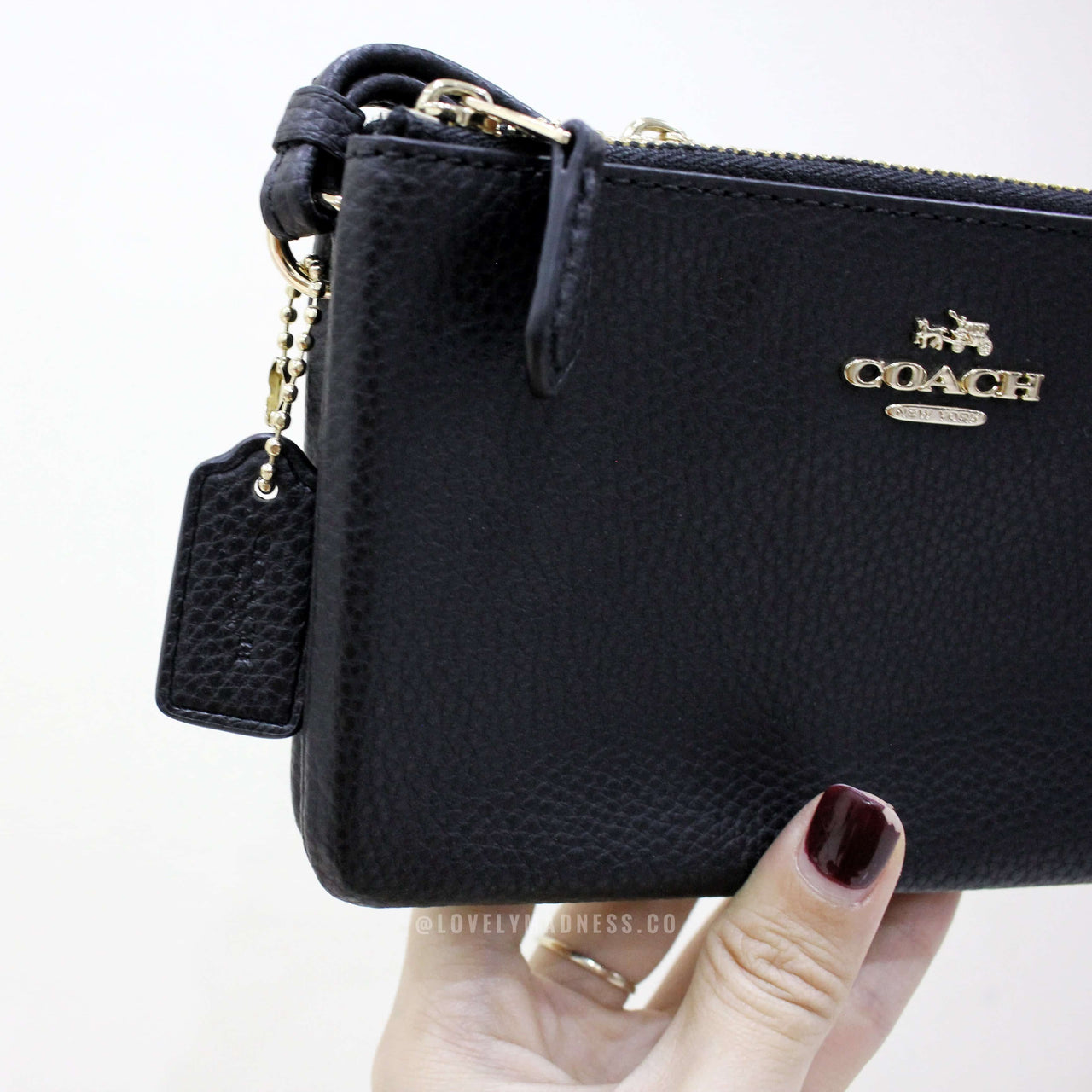 COACH DOUBLE CORNER ZIP WALLET POLISHED PEBBLE LEATHER - LovelyMadness Clothing Malaysia