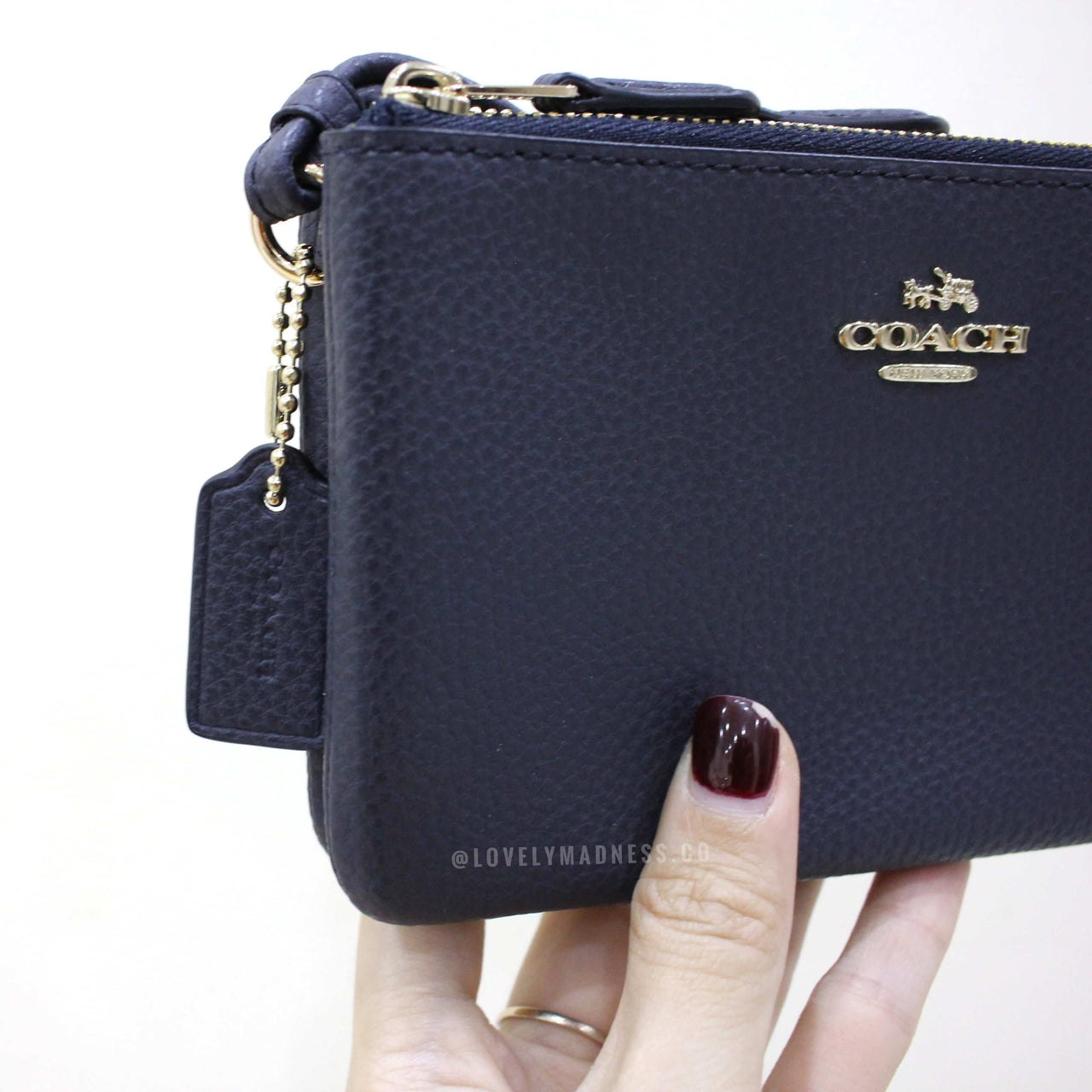 COACH DOUBLE CORNER ZIP WALLET POLISHED PEBBLE LEATHER - LovelyMadness Clothing Malaysia