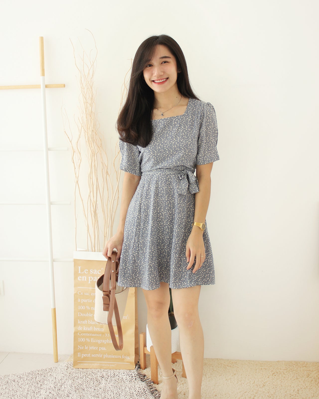 Korean Lilac Floral Dress - LovelyMadness Clothing Online Fashion Malaysia