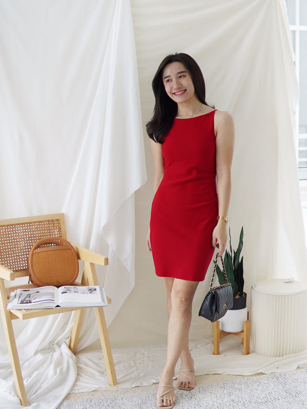 GABRIEL Straight Neck Dress - LovelyMadness Clothing Malaysia