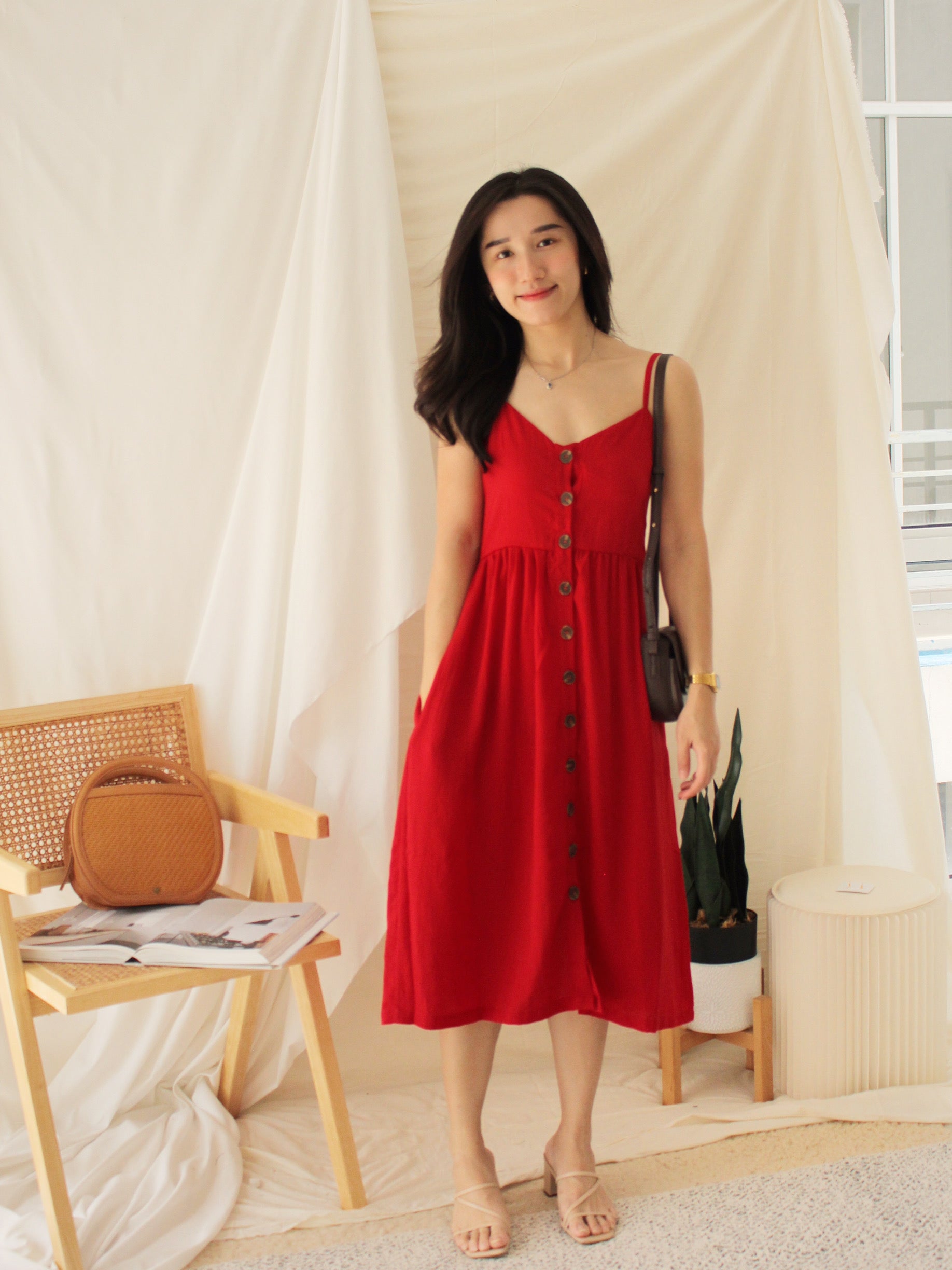 Button strap dress deals