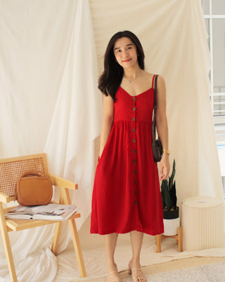 BERTHA STRAP BUTTON DRESS